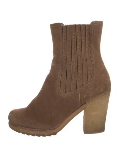 Pre-owned Prada Suede Boots In Brown