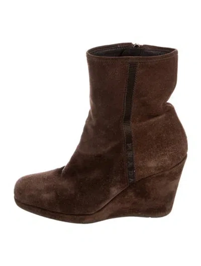 Pre-owned Prada Suede Boots In Brown