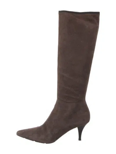 Pre-owned Prada Suede Boots In Brown