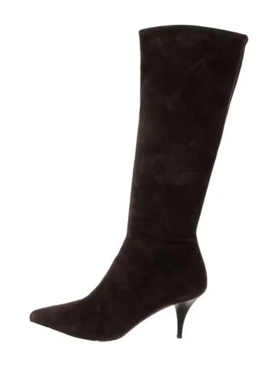 Pre-owned Prada Suede Boots In Brown