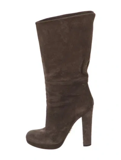 Pre-owned Prada Suede Boots In Brown