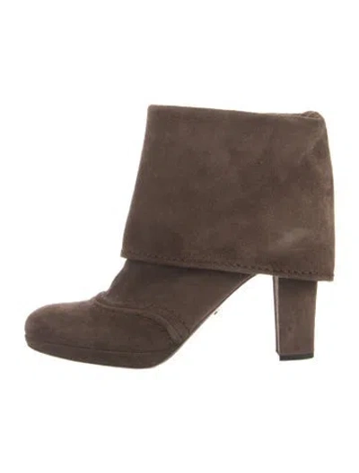 Pre-owned Prada Suede Boots In Brown