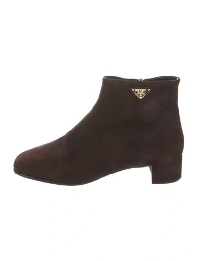 Pre-owned Prada Suede Boots In Brown