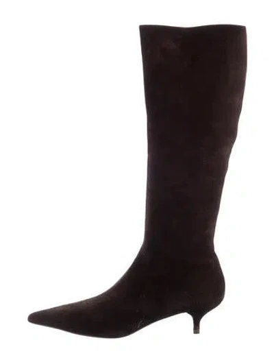 Pre-owned Prada Suede Boots In Brown