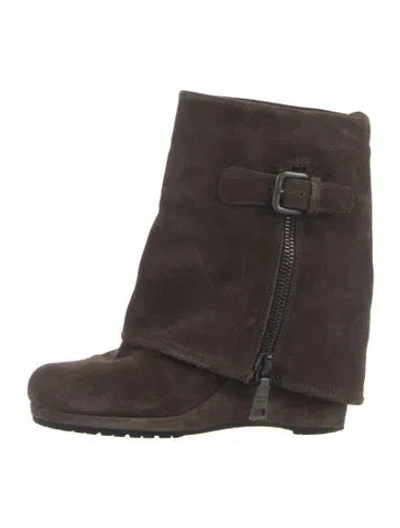 Pre-owned Prada Suede Boots In Brown