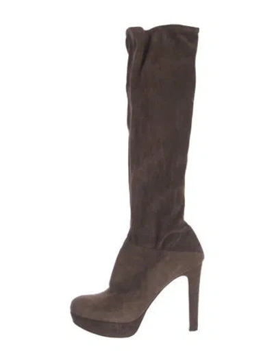 Pre-owned Prada Suede Boots In Brown