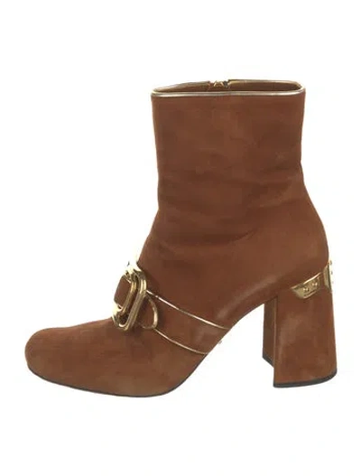 Pre-owned Prada Suede Boots In Brown