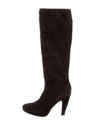 Pre-owned Prada Suede Boots In Brown