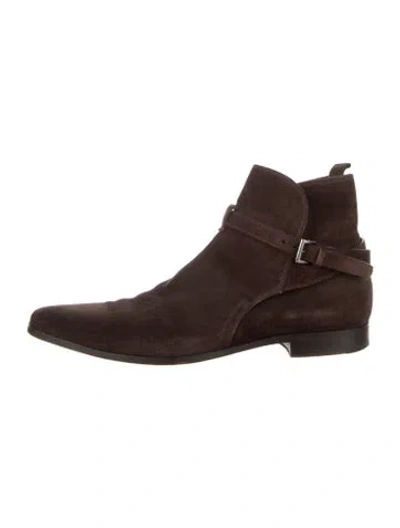 Pre-owned Prada Suede Boots In Brown