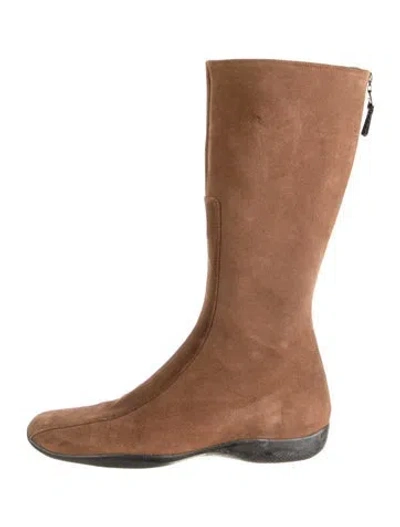 Pre-owned Prada Suede Boots In Brown