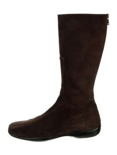 Pre-owned Prada Suede Boots In Brown