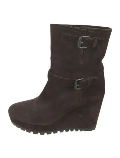 Pre-owned Prada Suede Boots In Brown