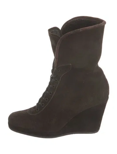 Pre-owned Prada Suede Boots In Brown