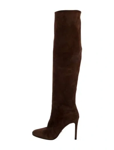 Pre-owned Prada Suede Boots In Brown