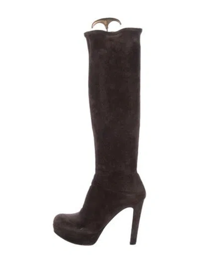 Pre-owned Prada Suede Boots In Brown