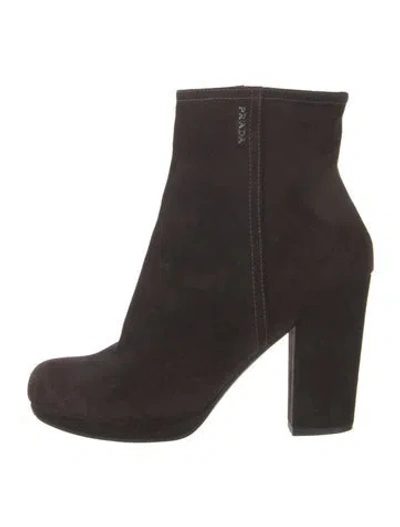 Pre-owned Prada Suede Boots In Brown