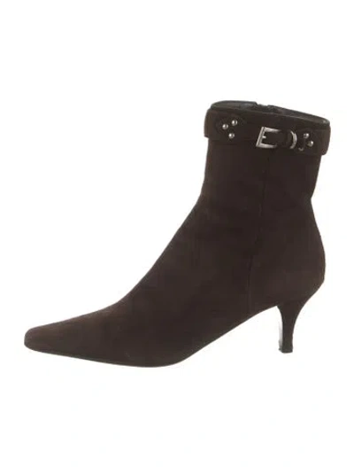 Pre-owned Prada Suede Boots In Brown