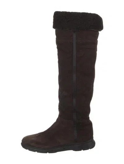 Pre-owned Prada Suede Boots In Brown