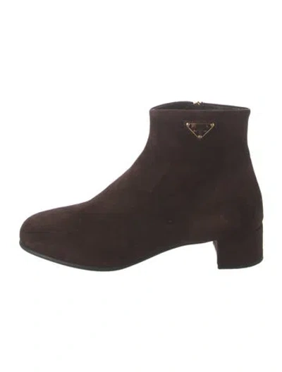 Pre-owned Prada Suede Boots In Brown