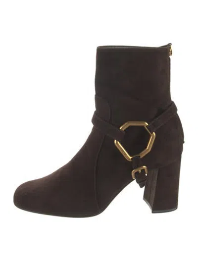 Pre-owned Prada Suede Boots In Brown