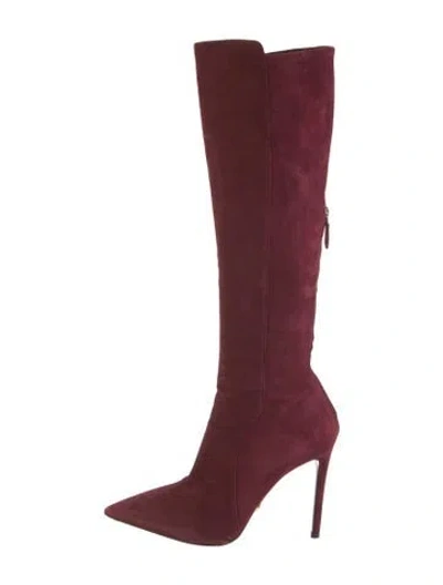 Pre-owned Prada Suede Boots In Burgundy