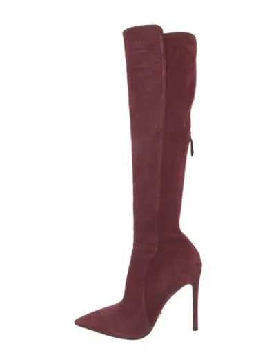 Pre-owned Prada Suede Boots In Burgundy