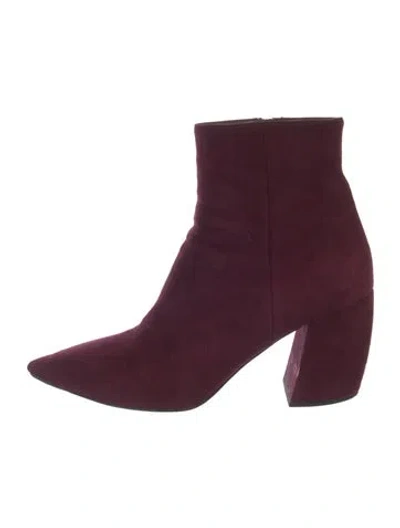 Pre-owned Prada Suede Boots In Burgundy