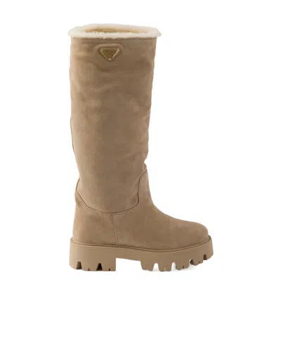 Prada Suede Boots In Brown