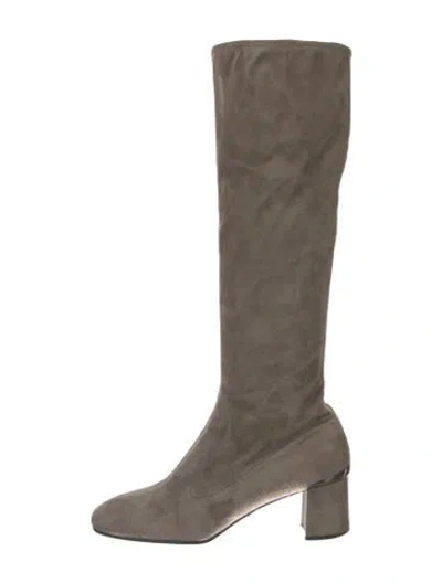 Pre-owned Prada Suede Boots In Gray