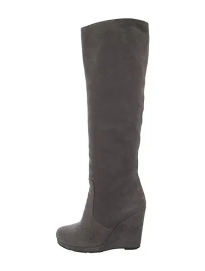 Pre-owned Prada Suede Boots In Gray