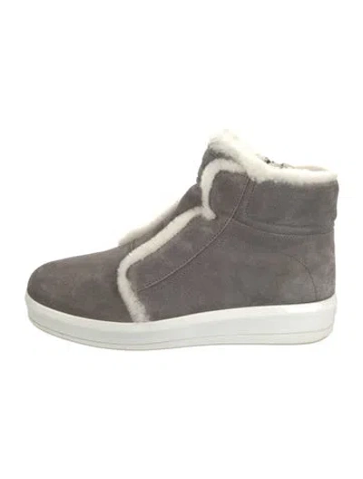 Pre-owned Prada Suede Boots In Gray