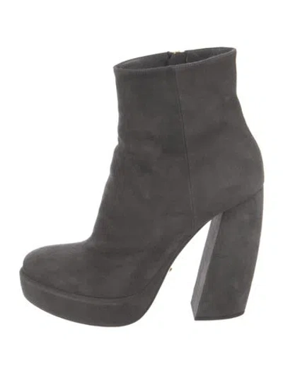 Pre-owned Prada Suede Boots In Gray