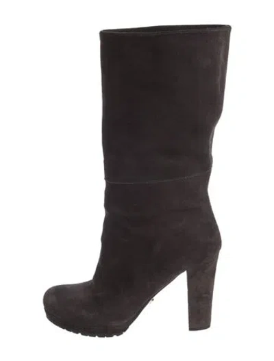 Pre-owned Prada Suede Boots In Gray