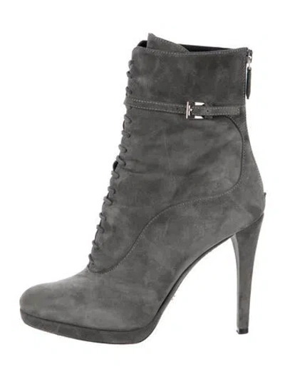 Pre-owned Prada Suede Boots In Gray