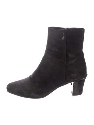 Pre-owned Prada Suede Boots In Gray