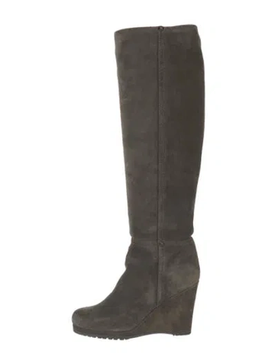 Pre-owned Prada Suede Boots In Green