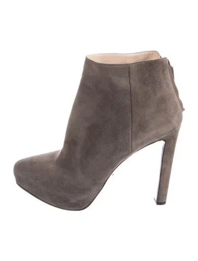 Pre-owned Prada Suede Boots In Grey