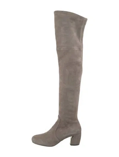 Pre-owned Prada Suede Boots In Grey