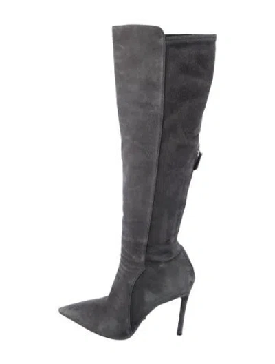 Pre-owned Prada Suede Boots In Grey