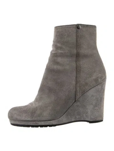 Pre-owned Prada Suede Boots In Grey
