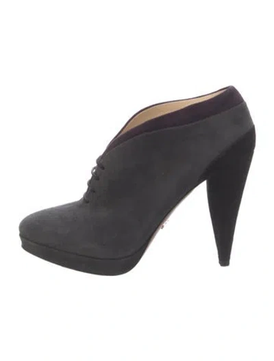 Pre-owned Prada Suede Boots In Grey
