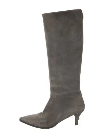 Pre-owned Prada Suede Boots In Grey