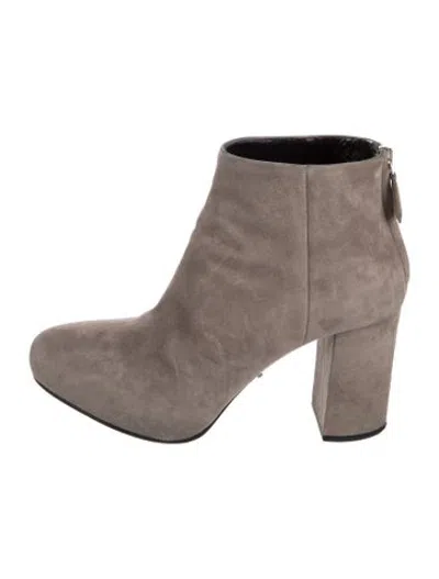Pre-owned Prada Suede Boots In Grey