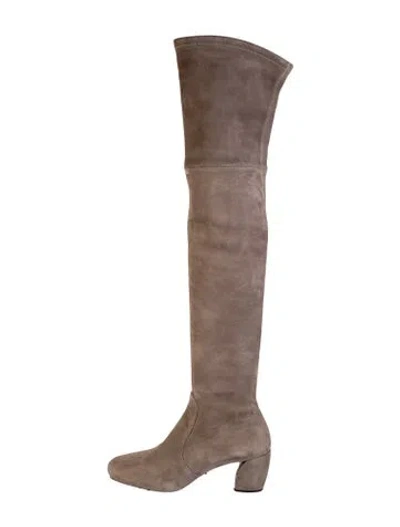 Pre-owned Prada Suede Boots In Neutral