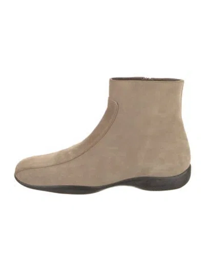 Pre-owned Prada Suede Boots In Neutral