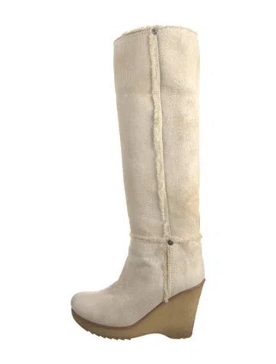 Pre-owned Prada Suede Boots In Neutral