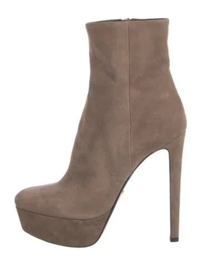 Pre-owned Prada Suede Boots In Neutral