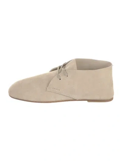 Pre-owned Prada Suede Boots In Neutral