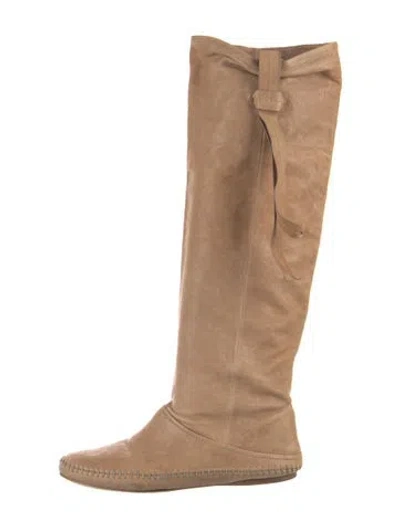Pre-owned Prada Suede Boots In Neutrals