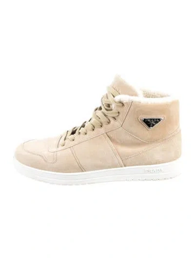 Pre-owned Prada Suede Boots In Neutrals